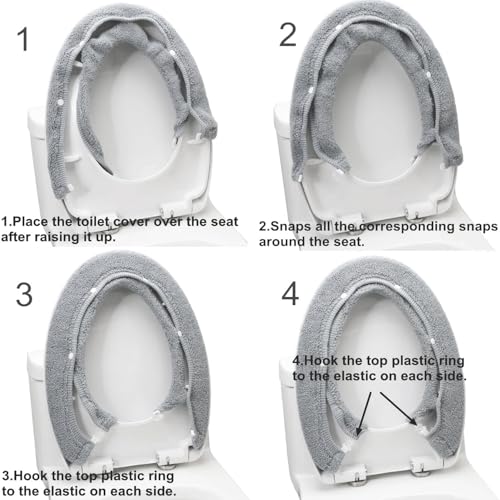 Bathroom Soft Thicker Warmer Stretchable Washable Cloth Toilet Seat Cover Pads (Gray/3pcs) - color: Gray X 3pack