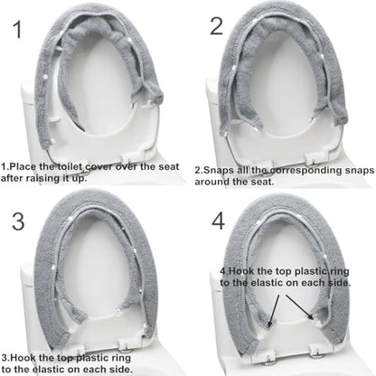 Bathroom Soft Thicker Warmer Stretchable Washable Cloth Toilet Seat Cover Pads (Gray/3pcs) - color: Gray X 3pack