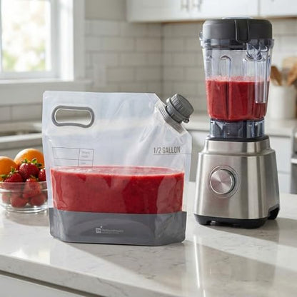 Restaurantware Cater Tek 1/2 Gallon Water Containers 10 Drink Bags - Collapsible Includes Tamper-Evident Caps Clear Plastic Beverage Bags For Catered Events Camping or Hiking Durable Handle - size: 10 Count, style: 1/2 Gallon
