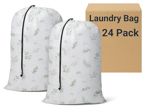 ZPECC Bulk Travel Laundry Bag,Extra Large Heavy Duty Laundry Bags 24 Pack,Washable Dirty Clothes Organizer for Commercial College Dorm Hotel Camping and Home Storage 30x40(Beige Flower) - color: Beige Flower