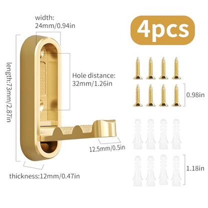 4Pcs Foldable Wall Hooks, Zinc Alloy Folding Hook Gold, Heavy Duty Folding Coat Hooks Wall Mounted for Hanging Coat Towels Bags Keys (Gold, 4 Pack) - color: Gold, size: 4 Pack