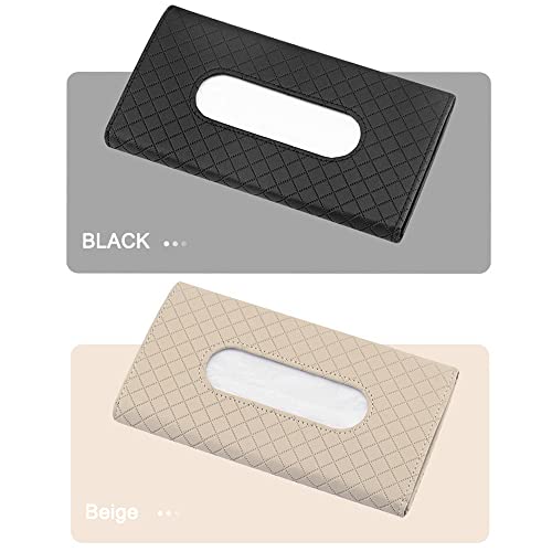 Car Sun Visor Tissue Holder, Car Napkin Holder, Premium PU Leather, Mask Holder for Sun Visor Vehicle, with Tissue Refill, Beige - color: Single-beige