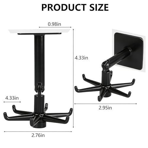 Multi-Purpose Under Cabinet Kitchen Utensil Hook, 360° Rotating Utensils Hanger Hook for Kitchen and Bathroom Hanging Rack for Tools/Towel/Knife/Scoop(Black) - color: Upgrade Black-1 PCS
