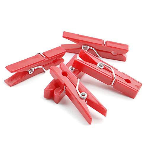 Jdesun 50 Pieces Photo Clips,Mini Plastic Picture Paper Clip Clothespins Peg for Office,Home,Arts(Red) - color: Red