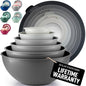 Zulay Kitchen 12 Piece Plastic Nesting Mixing Bowls with Lids - Colorful Microwave & Freezer Safe Gray Ombre Set - color: Graphite Gray