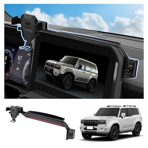 FIILINES Phone Holder for Toyota Land Cruiser 2024-2025 (Fit 12.3" Touch Screen), Phone Mount with Dash Organizer for Land Cruiser Accessories, 360 Degree Rotation Dash Mount Cell-Phone Holder - size: For Cruiser Prado LC250 2024-2025