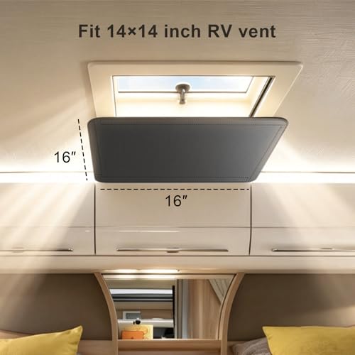 RV Roof Vent Blackout Shade - 16x16 Inch Skylight Window Insulator - UV Rays Protection Camper Trailer Fan Sun Cover - size: 16"x16"