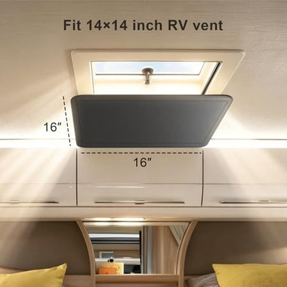 RV Roof Vent Blackout Shade - 16x16 Inch Skylight Window Insulator - UV Rays Protection Camper Trailer Fan Sun Cover - size: 16"x16"