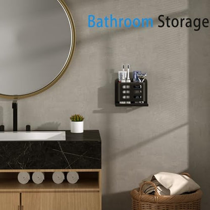 Black Wall-Mounted Toothbrush Holder, Aluminum Material Shower Shaver Storage Rack, No Drilling Required, Removable Toothpaste Storage Rack - size: Black double slot