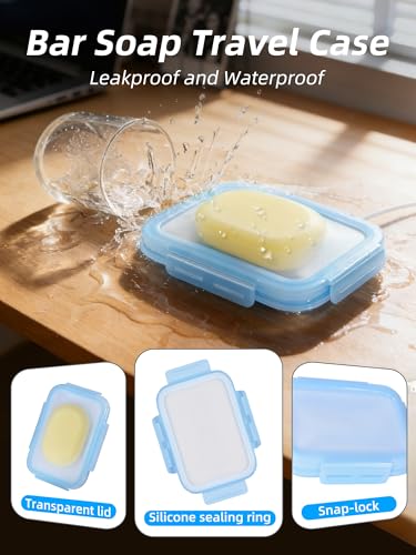 Travel Soap Case, Leakproof Silicone Bar Soap Travel Case, 4.7 * 3inches Compact Portable Holder Container for Traveling, Gym, Camping, Shower (Blue) - color: Blue