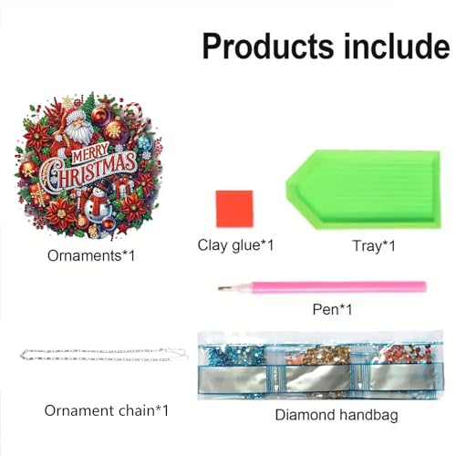 STGLCR DIY Christmas Santa Claus Diamond Art Painting Wreath Kits，Special Shaped Rhinestone Snowman Hanging Ornament Diamond Art Window Pendants for Gift Home Garden Wall Hanging Kits 7.8INCH - color: Santa Claus hanging