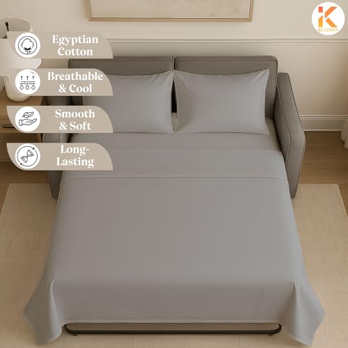 Soft & Luxurious Full Sleeper Sofa Bed Sheet Set - Premium Quality 100% Cotton Sheets, 4-Piece Solid Bedding Sets, Fits RV & Sofabed Mattresses up to 8" Deep, Light Grey - color: 03-light Grey, size: Full 8" Deep