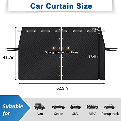 XCBYT Car Privacy Curtains - Van Curtians with Stainless Steel Adjustable Length Crossbar Car Window Shades for Van SUV Truck for Travel Nap Camping - color: Divider(Waterproof, 62.9")