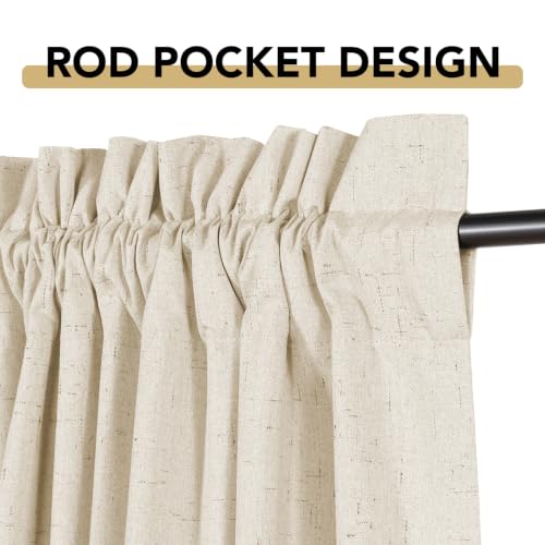 H.VERSAILTEX Linen Look 100% Blackout Curtains for Bedroom Full Light Blocking Rod Pocket Linen Textured Thick Window Curtain Drapes with White Backing 2 Panels, 42" W x 63" L, Bleached Sand - color: Bleached Sand, size: 42"W x 63"L (Pack of 2)