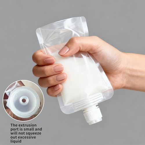4 Pcs 50ml Refillable Travel Pouches for Toiletries, Reusable Liquid Travel Pouches for Liquids, Portable Fluid Packing Bags, Small Toiletry Pouch for Lotion Shampoo Conditioner Soap Liquids - size: 50ml