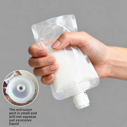 4 Pcs 50ml Refillable Travel Pouches for Toiletries, Reusable Liquid Travel Pouches for Liquids, Portable Fluid Packing Bags, Small Toiletry Pouch for Lotion Shampoo Conditioner Soap Liquids - size: 50ml