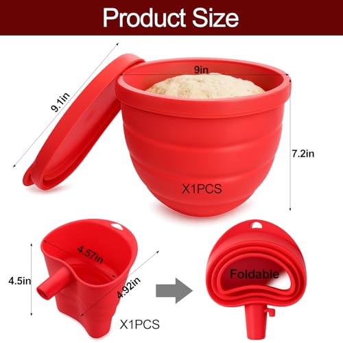 Silicone Bowl Liners for KitchenAid 5 Qt Tilt-Head Stand Mixer, Silicone Mixing Bowl Insert with Lid & Flour Funnel for Kitchen Aid Accessories and Attachments, Replacement for Kitchenaid Mixers