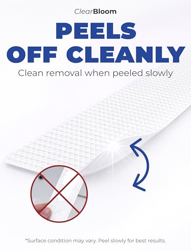 Clear Bloom Anti Slip Shower Stickers 24 PCS, White Non-Slip Shower Strips for Adults, Premium Adhesive Bath Tub Stickers - color: White, size: Rectangle