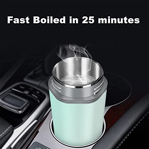 Portable Electric Travel Kettle, 350ml, BPA-Free & Food-Grade 304 Stainless Steel, Heats to 98°C, One-Button Operation & Auto Shut-Off, 12V/7A 80W Car Kettle for Car, Truck, RV - color: Green 12V/350ml