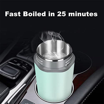 Portable Electric Travel Kettle, 350ml, BPA-Free & Food-Grade 304 Stainless Steel, Heats to 98°C, One-Button Operation & Auto Shut-Off, 12V/7A 80W Car Kettle for Car, Truck, RV - color: Green 12V/350ml