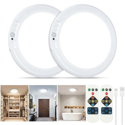 Rechargeable Ceiling Light 2 Pack, Magnetic Wireless Motion Sensor Ceiling Light with Remote, Wireless Dimmable Battery Operated LED Ceiling Lights for Closet Shower Hallway Pantry Shed Porch Stairs - size: 2 PACK