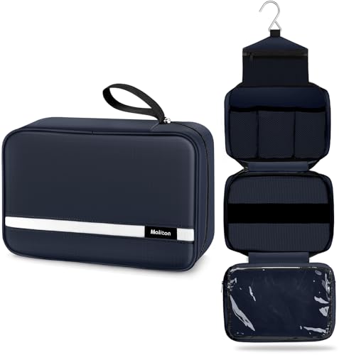 Maliton Toiletry Bag for Men & Women Travel Toiletry Bag Hanging Toiletry Bag Hygiene Organizer with 4 Compartments Waterproof Bathroom Shower Bag Large Toiletries Travel Bag(Black (Navy Blue) - color: Navy Blue