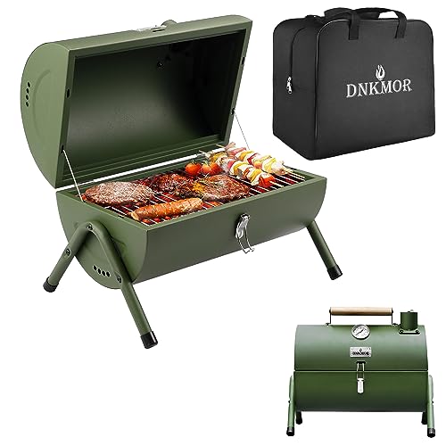 Portable Charcoal Grill, Tabletop Outdoor Barbecue Smoker, Small BBQ Grill for Outdoor Cooking Backyard Camping Picnics Beach by DNKMOR GREEN - color: GREEN