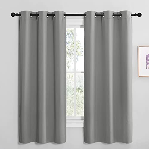 NICETOWN Thermal Insulated Grommet Blackout Curtains, Kids Window Drape Panel for Nursery, Privacy Short Curtains (Silver Grey, 2 Panels, W42 x L68 -Inch) - color: Silver Grey, size: 42"W x 68"L (Pack of 2)