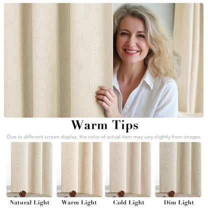 H.VERSAILTEX Linen Look 100% Blackout Curtains for Bedroom Full Light Blocking Rod Pocket Linen Textured Thick Window Curtain Drapes with White Backing 2 Panels, 42" W x 45" L, Bleached Sand - color: Bleached Sand, size: 42"W x 45"L (Pack of 2)