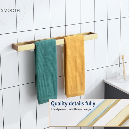 KOKOSIRI Towel Bar Brushed Gold Bath Towel Holder 24 Inch Kitchen Towel Hanger Rack Stainless Steel Bathroom Hardware Wall Mounted, 1 Pack B4008BG-L24 - color: Brushed Gold, size: 24-Inch