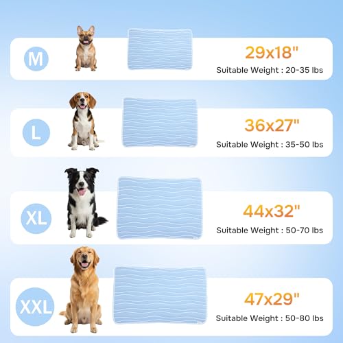 ZOMISIA Cooling Mat for Large Dogs - Thin Portable Pet Cooling Pad, Breathable and Washable Cool Fiber with Non-Slip Bottom, Outdoor Use for Summer, 36x27, Blue - size: 36''x27''(Large)