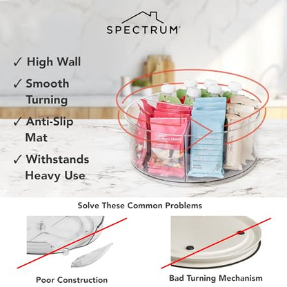 Spectrum Extra Large High Wall Turntable 12.25 in Pack of 2 Charcoal Gray XL Tall Lazy Susan Rotating Organizer for Kitchen Countertop Bath Cabinet Refrigerator Pantry Shelf Under Sink Organization - size: Large