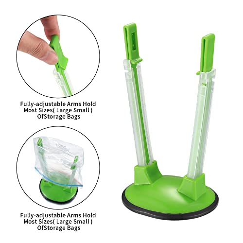 2 Pcs Baggy Rack, Freezer Bag Holder Stand, Adjustable Food Storage Holders, Plastic Food Prep Bag/Zip Lock Bag Holder Stand, for Meal Prep Bag, Kitchen Gadget - color: 2
