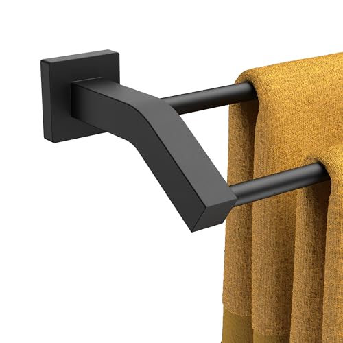 FORIOUS Double Towel Bar, 24 Inch Dual Towel Racks for Bathroom Wall Mounted, Thicken SUS304 Stainless Steel Bath Square Towel Rod Towel Holder Rail, Matte Black - color: Matte Black, size: 24 Inch (Square)