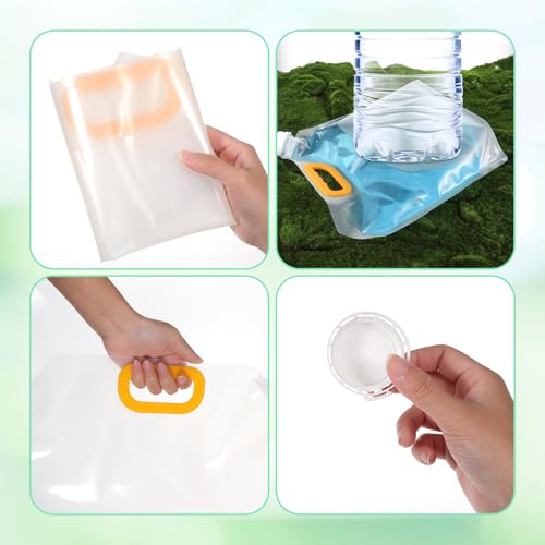 12 Pack 1.3 Gallon Foldable Water Storage Bags, Emergency Water Jug Container Bag Freezable Carrier Tank Storage Pouch for Outdoor Sport Camping Hiking Riding Mountaineer