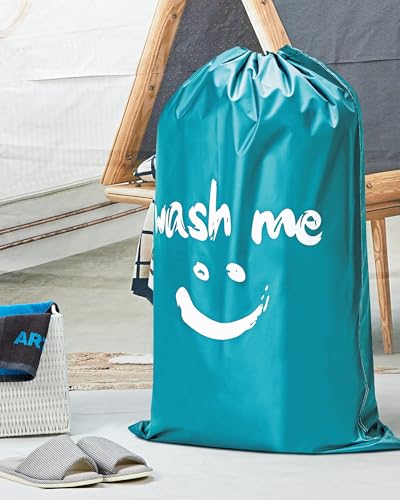 HOMEST XL Laundry Bag 28" x 40", Extra Large Dirty Clothes Organizer Holds 3-4 Loads, Machine Washable Drawstring Laundry Bag for Dorm, Camp, Laundromat, Family, Travel, Sky Blue - color: (1 pack-Wash me)Sky Blue