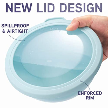 COOK WITH COLOR Mixing Bowls with TPR Lids - 12 Piece Plastic Nesting Bowls Set includes 6 Prep Bowls and 6 Lids, Microwave Safe (Blue) - color: Blue TPR Lids