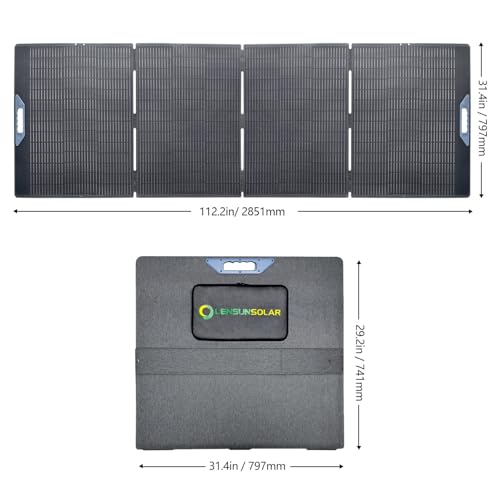 LENSUNSOLAR 400W High Power Foldable Solar Panel, 23.5% A+ Monocrystalline, ETFE Fiberglass, IP67, 5m MC4 Cable, for Large Power Stations 24V Batteries RV Camping Emergency Backup - size: 400W