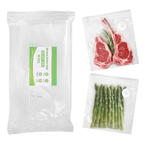 Vacuum Sealer Bags, Reusable Vacuum Zipper Bag, BPA Free Heavy Duty Vacuum Storage Bag for Food 15 Bags (15 Large Bags (10.24x13.39 in)) - size: 15 Large Bags (10.24x13.39 in)