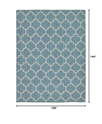 Unique Loom Outdoor Trellis Collection Area Rug (9' x 12' Rectangle, Teal/ Gray) - color: Teal/Gray, size: 9' x 12' (Rectangular)