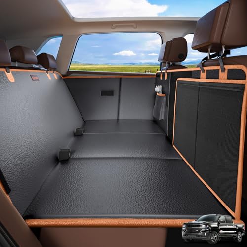 FURTIME XL Back Seat Extender for Dogs, Hard Bottom Dog Car Seat Cover for Truck Back Seat, Upgraded PU Leather Waterproof Anti-Scratch, Large Space Back Seat Cover for Full Size Truck SUV - color: Black, size: For Full Size Truck /Full Size Suv