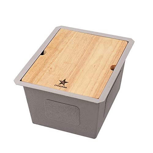 STARSTAR Workstation Ledge Undermount Single Bowl 304 Stainless Steel Kitchen Sink, With Grid, Cutting Board (15 x 19 x 10) - size: 15 x 19 x 10