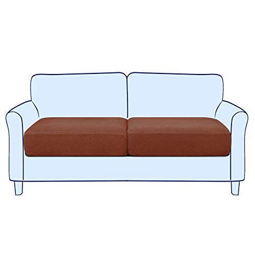 SUBRTEX Stretch Cushion Covers Couch Cushion Slipcovers RV Seat Covers Chair Loveseat Sofa Cushion Protector Spandex Elastic Furniture Protector for Seat(Brick, 2 Pieces) - color: Brick, size: 2 pieces