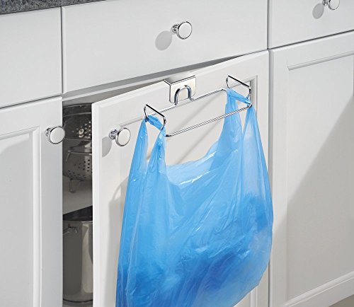 Over-The-Cabinet Plastic Bag Storage and Grocery Bag Holder, Kitchen Storage - Chrome
