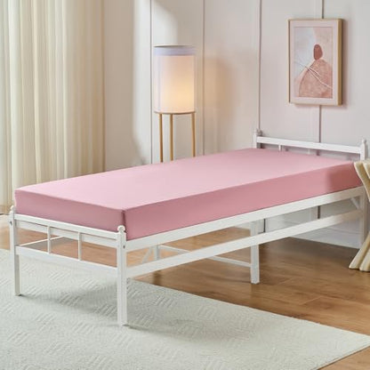 VACVELT Cot Fitted Sheet, 31 x 75 Inch Pink Cot Sheets, Ultra Soft and Breathable Microfiber Bed Cover Snug Fit for Narrow Twin/RV Bunk/Camper Bunk/Guest Beds/Trifold Mattress - color: Pink