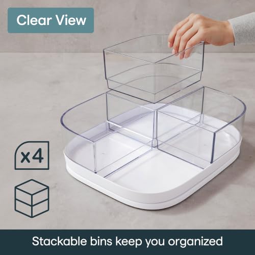 YouCopia MagicTrack Turntable with 4 Bins, Rectangle Lazy Susan Organizer - size: Turntable with Bins