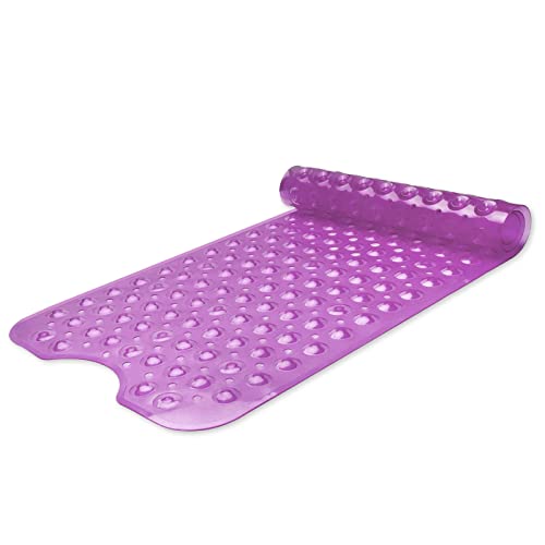 Sheepping Baby Bath Mat Non Slip Extra Long Bathtub Mat for Kids 40 X 16 Inch - Eco Friendly Bath Tub Mat with 200 Big Suction Cups,Machine Washable Shower Mat (Purple) - color: Purple