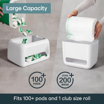 YouCopia SinkSuite Bag & Pod Dispenser, Standing Garbage Bag and Dishwasher Pod Organizer with Removable Lids for Storage, Speckled White - style: Bag & Pod Dispenser
