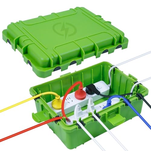 Large Outdoor Electrical Box Waterproof, IP54 Extension Cord Cover Weatherproof Outdoor Outlet Covers, Protect Power Strip, Timer Outlet, Plug, Socket, Holiday Light, Green (12 x 9X 5 inch) - color: Green
