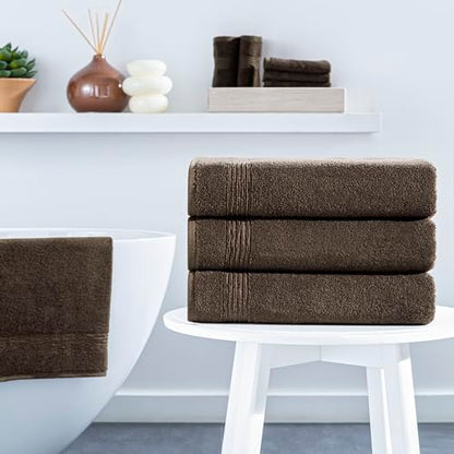 Ozdilek 4-Piece Bath Towels, 27x54, 100% Turkish Cotton, Luxury Quick Dry, Extra Large, Fade-Resistant, Eco-Friendly, Spa Towel, Comfortable (Chocolate Brown) - color: Chocolate Brown